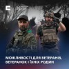 Інформація про можливості для ветеранів, чинних військових і їхніх родин